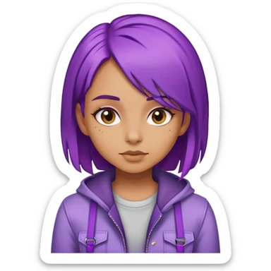 girl with purple hair wearing a cool outfit sticker