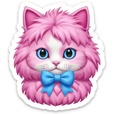 Pink cat with blue bow sticker