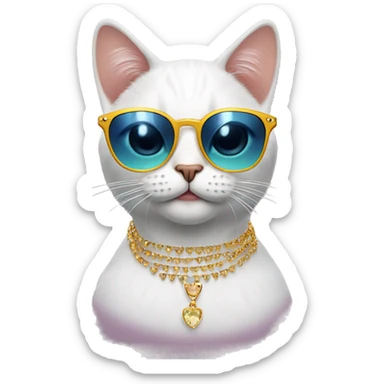 birthday cat with cool earrings and sunglasses sticker