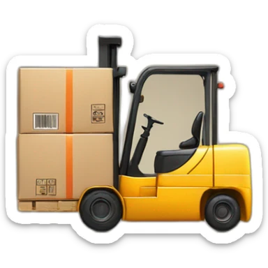 forklift with a parcel sticker