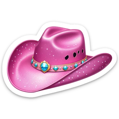 Pink sparkly cowgirl hat sticker
