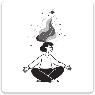 Person meditating with their spirit rising and merging with cosmic energy, spiritual ascension sticker