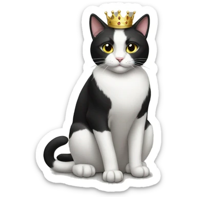 A tuxedo cat as a queen sticker