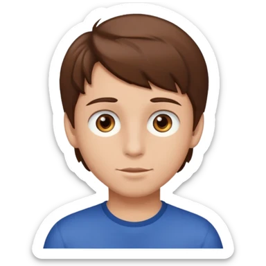 boy with brown hair and low eyes sticker