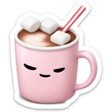 Light Pink mug of hot chocolate with marshmallows  sticker