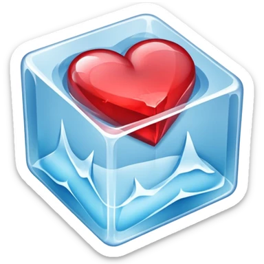 a heart in a frozen cube sticker