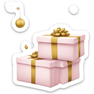 Light pink Christmas gifts under a white Christmas tree  sticker