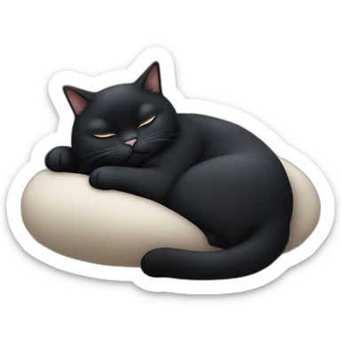 Fat black cat sleeping sticker