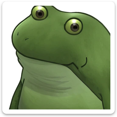 bufo frog riding a scooter through a sunny countryside sticker