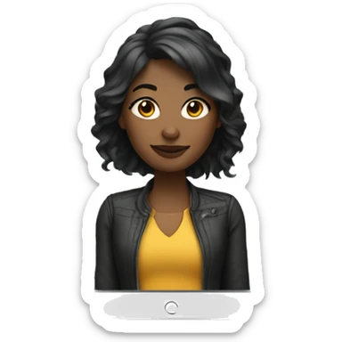 Designer female with an iPad tablet sticker