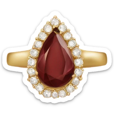 Burgundy pear shaped gold engagement ring sticker
