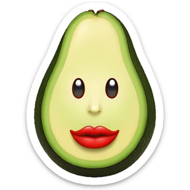 Aguacate con labios grandes y rojos sticker