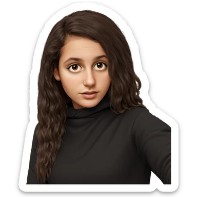 girl with brown hair flower sticker