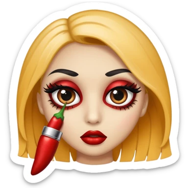 Chilli powdered Black and red gothic big eye with mascara and makeup   sticker