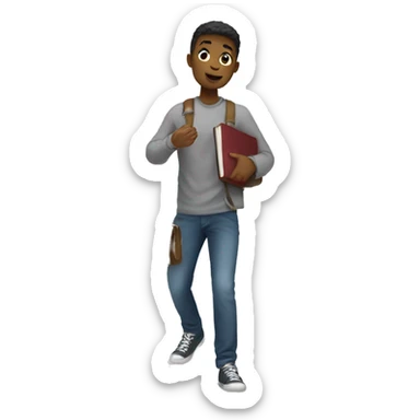 a white-skin student making a step downstairs sticker