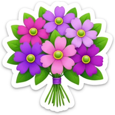 Bouquet of pink, purple, and green flowers sticker