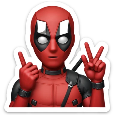 Deadpool with middle finger sticker