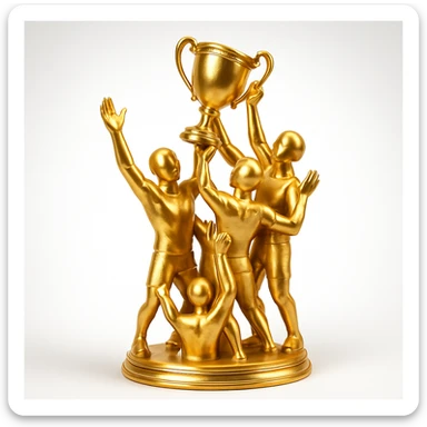 team celebrating with trophy sticker