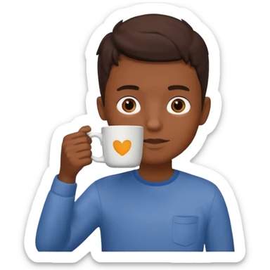 um rapaz tomando café sticker