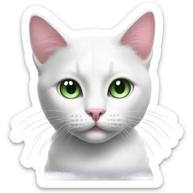 Black and white cat with green eyes and pink nose sticker