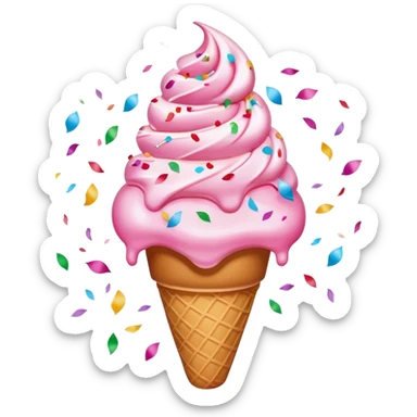 pink confetti explosion ice cream sticker