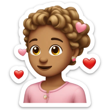 Carita tierna con corazones flotantes sticker