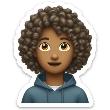 Teenager with curly hair sticker