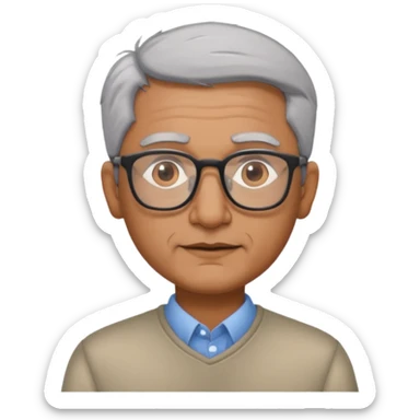 Indian man with grey hair and glasses  sticker