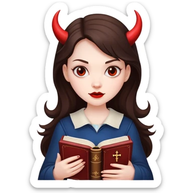 a devil brunette girl with a bible sticker