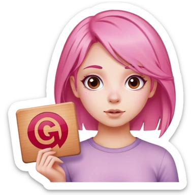 girl with pink hair sign saying "GG" sticker
