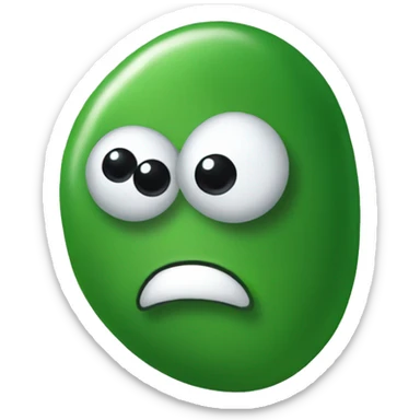 A Green Kidney Bean with big round eyes wearing a black beanie sticker