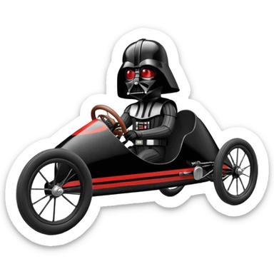 Darth Vader’s racing retro cyclekart with advanced suspension and steering system  sticker