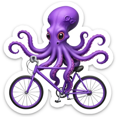 tentacle alien riding a bicycle, octopus-like alien using tentacles to steer, weird but cute anatomy, sci-fi fantasy vibe, 3D cartoon, mobile game icon style, clean background, no text, no watermark
 sticker