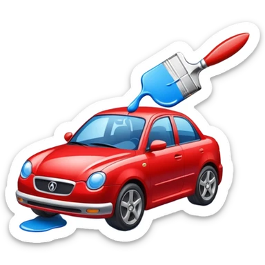 car with a paintbrush or paint drop sticker