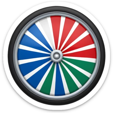 Drapeau bleu et vert avec une roue rouge zvec 24 rayon la roue rouge est a l’interieur du drapeau bleu et vert sticker