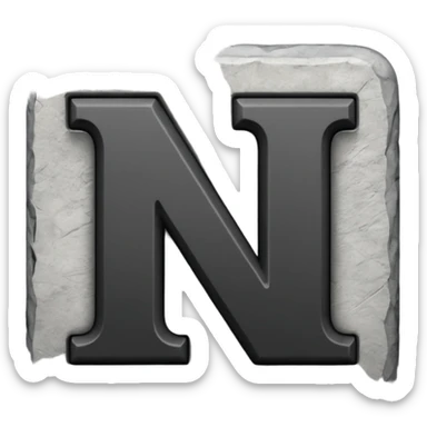 A block with a big black letter "N" on it sticker