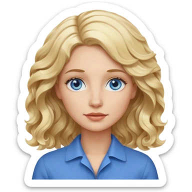 Blonde avec yeux bleus qui est architecte , cheveux ondulés , Sans lunettes  sticker