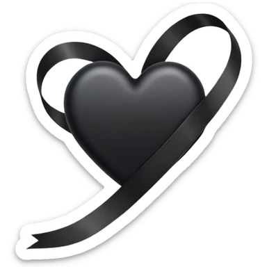 black heart with black ribbon sticker