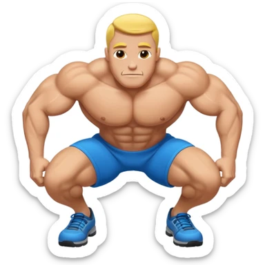 Bodybuilder bold doing pushups sticker