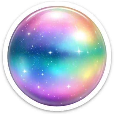 Pastel sparkly glittery iridescent rainbow transparent nebula ball sphere orb sticker
