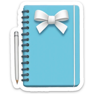 Light blue notebook with a white bow on it sticker