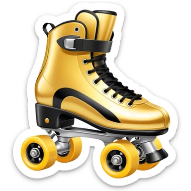 Gold and shiny roller skates with black details sticker