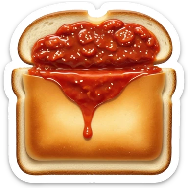 slice of bread with with a squeeze of tomatoe sauce on top sticker