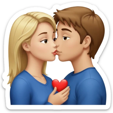 blonde girl and brown hair boy kissing sticker