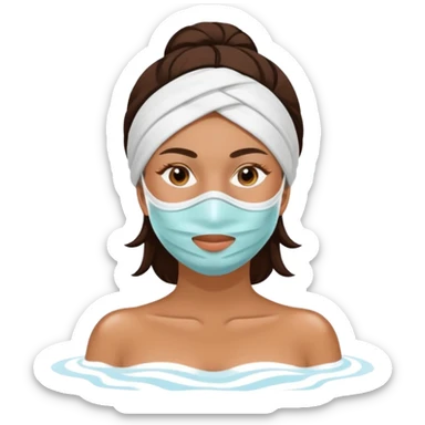 Lady with face mask spa beauty full face relaxing sticker
