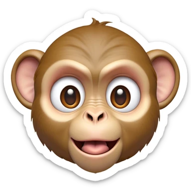 Cinematic Comical Macaque Portrait Emoji, Head tilted dramatically with an exaggeratedly shocked expression, featuring a dynamic, animated face with wide, comically expressive eyes full of humorous disbelief, Simplified yet hilariously expressive features, highly detailed, glowing with a slightly sassy glow, high shine, dramatic yet playful, stylized with an air of quirky primate attitude, soft glowing outline, capturing the essence of a meme-worthy macaque that looks ready to side-eye its way into viral fame! sticker