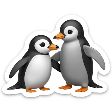 a penguin fighting a ringed seal, emoji style sticker