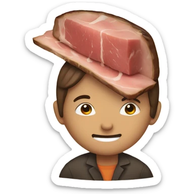 A person who’s head is a slice of roast beef  sticker