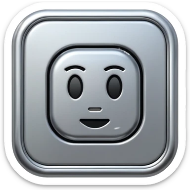 A futuristic microchip emoji made of polished silver chrome, minimal circuit details, smooth metallic surface, soft lighting, iOS emoji style, centered, clean white background sticker
