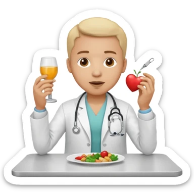 ligth doctor eating in a table full body sticker